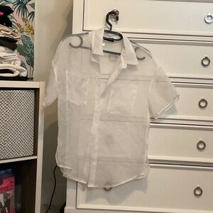 #0442 Shear White Button Up Size S Brand VICI